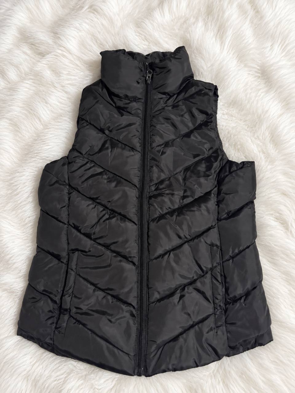SO Black Quilted Puffer Vest with High Collar